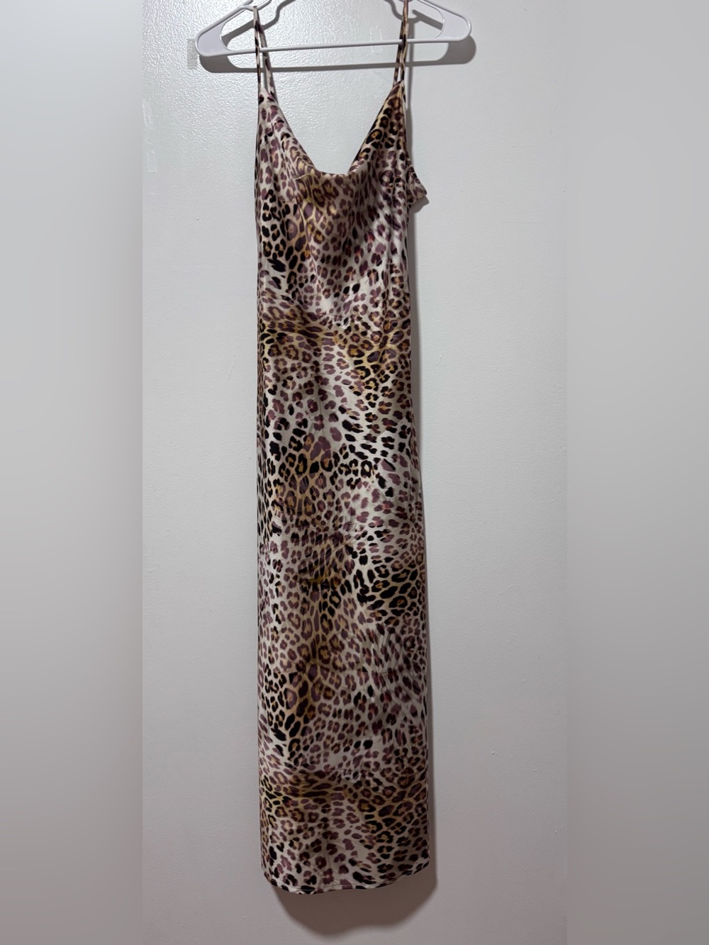 GUESS Leopard Print Cowl Neck Maxi Slip Dress Small